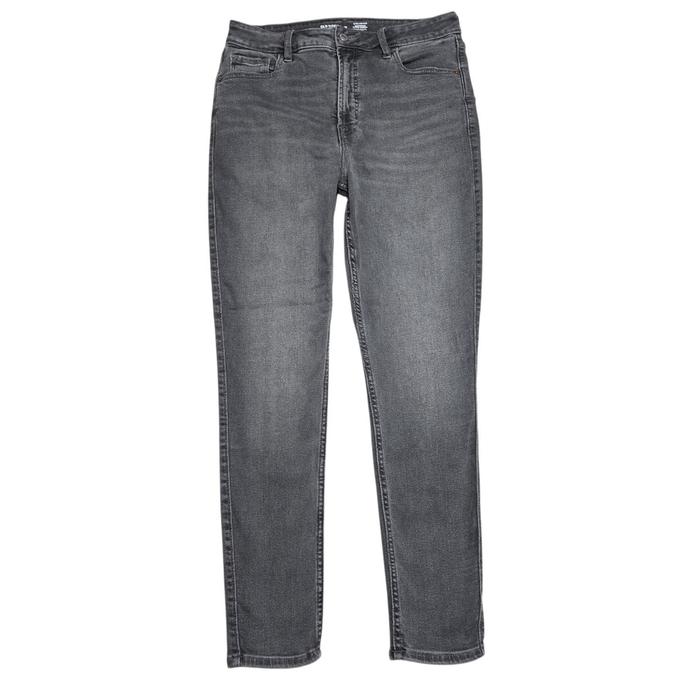 Old Navy Rockstar Super Skinny Jeans Womens 12 Gray Extra High Rise Dark Wash